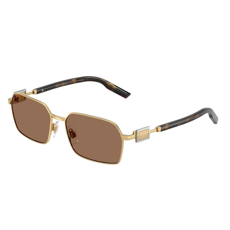 Dolce & Gabbana DG2316 Sunglasses Gold Frame with Dark Brown Lens
