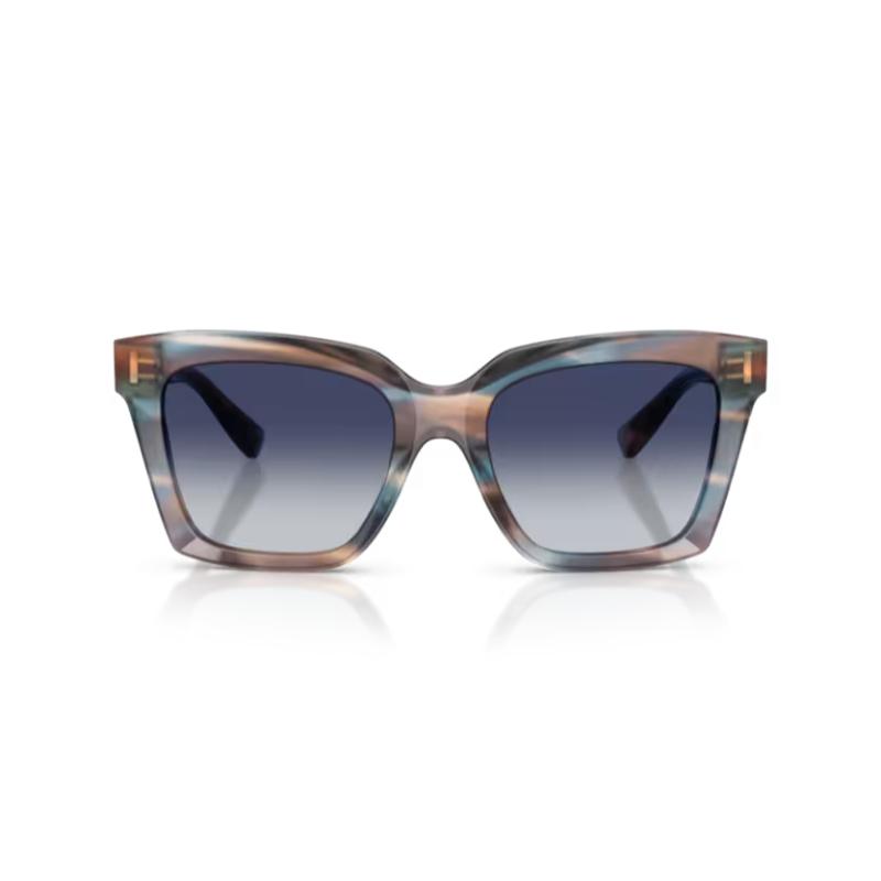 Dolce & Gabbana DG4498 Sunglasses Striped Blue Frame with Grey Gradient Lens