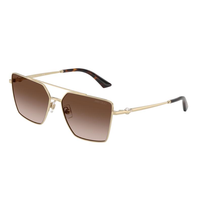 Jimmy Choo JC4016HB Sunglasses Pale Gold Frame with Brown Gradient Lens