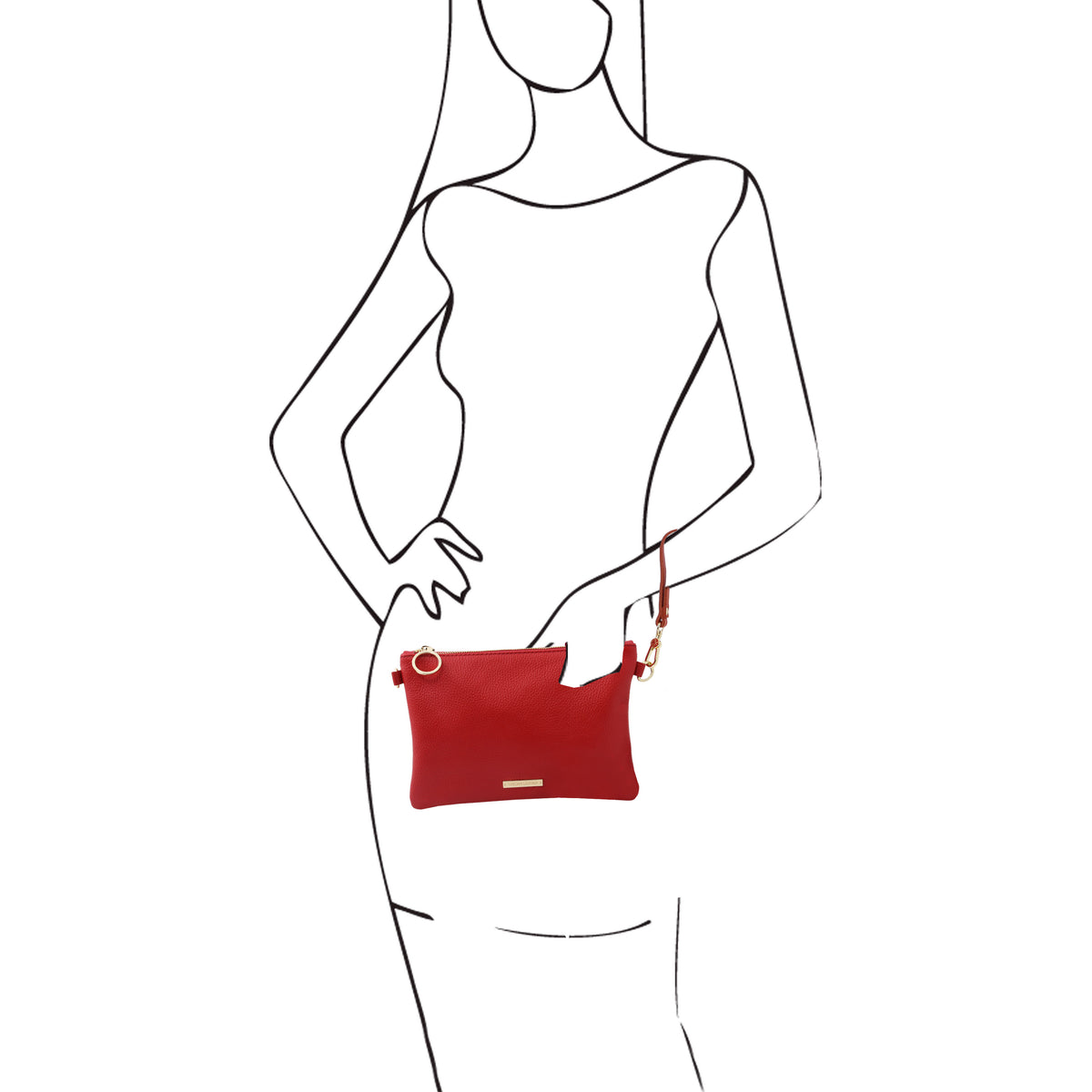 Tuscany Leather Soft Leather Clutch Bag Lipstick Red