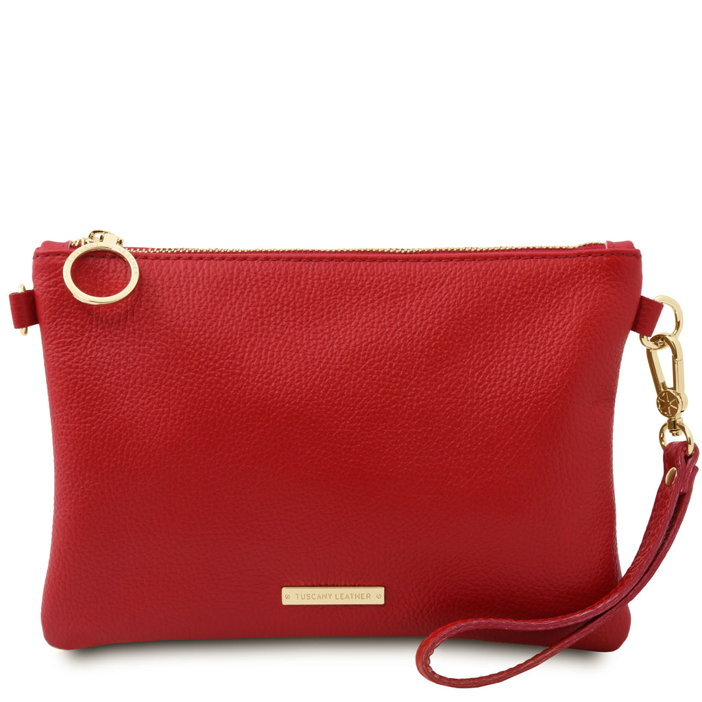 Tuscany Leather Soft Leather Clutch Bag Lipstick Red