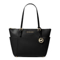 Michael Kors Jet Set Saffiano Leather Top-Zip Tote Bag - Black