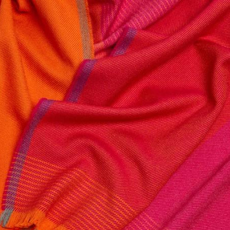 Foxford Extra Fine Merino Wool Scarf Orange/Pink