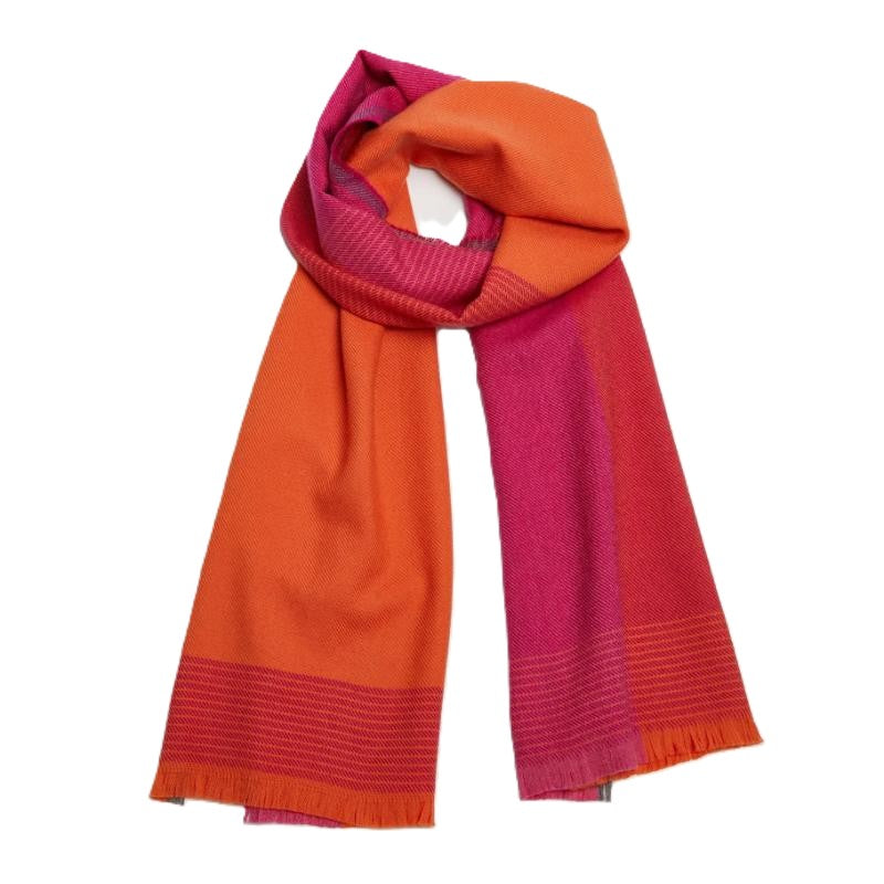 Foxford Extra Fine Merino Wool Scarf Orange/Pink