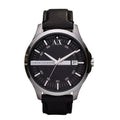 Armani Exchange Mens Watch with Black Leather Strap