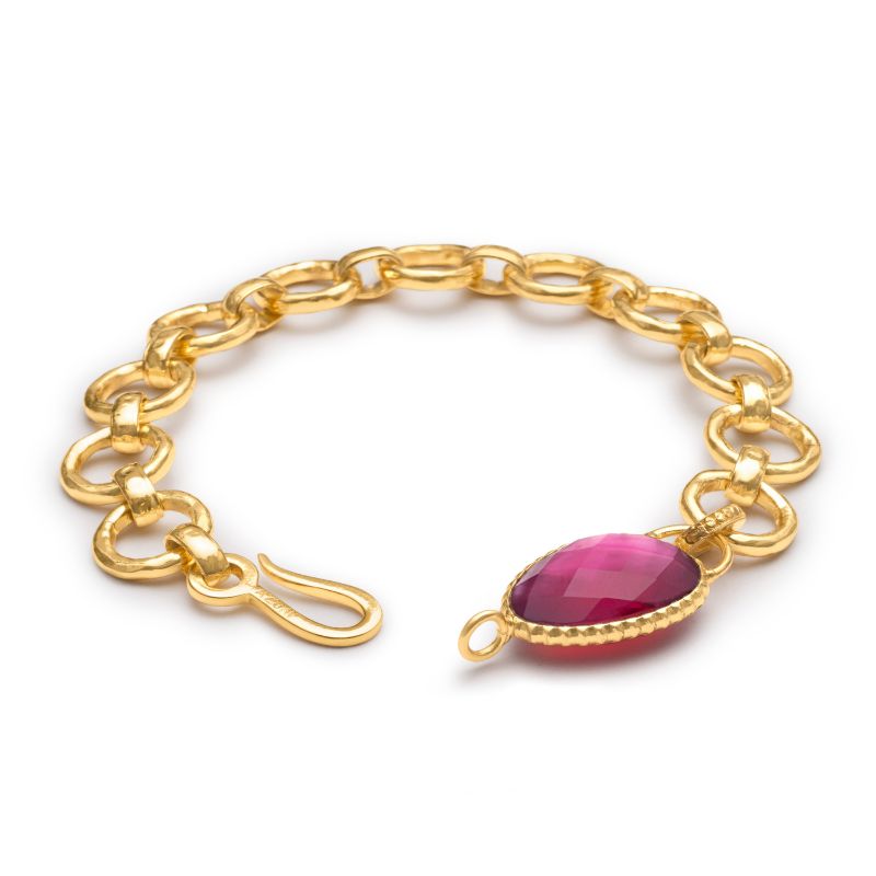 Azuni Odyssey Chunky Chain Bracelet with Irregular Stone: Mother of Pearl-Pink