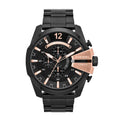 Diesel Watch in Black Steel and Rose Gold Tone Accents