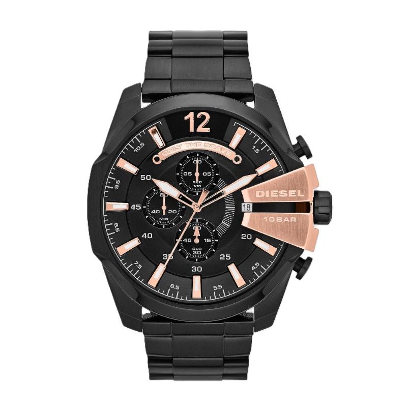 Diesel Watch in Black Steel and Rose Gold Tone Accents