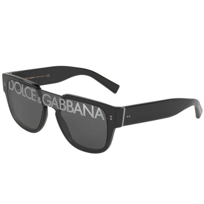 Dolce & Gabbana Black Sunglasses with logo banner, Dark Grey lens. ODG4356 501/M