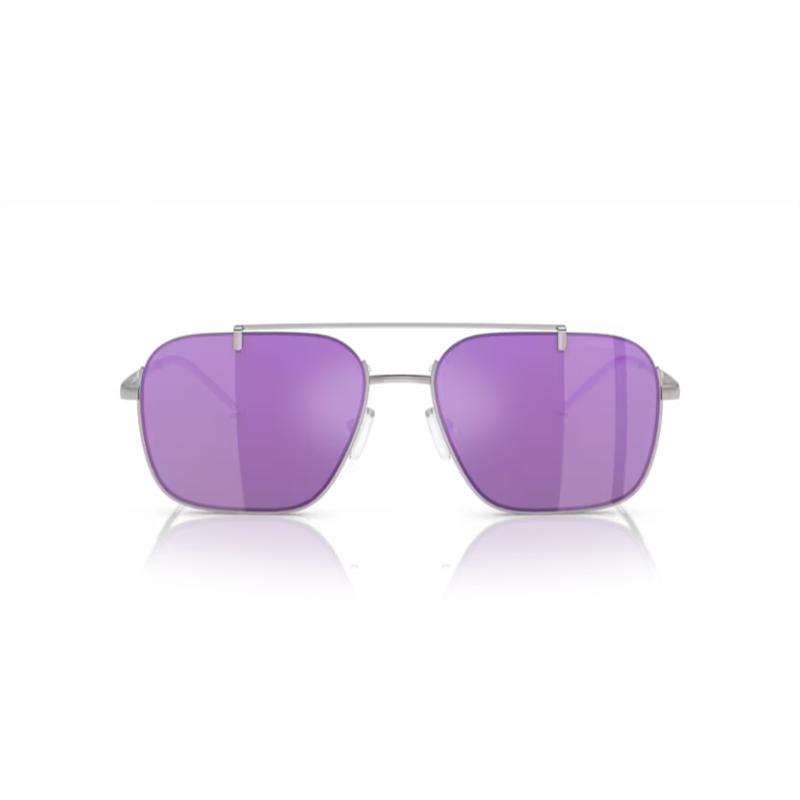 Emporio Armani Shiny Silver Frame with Grey Mirror Violet Lens