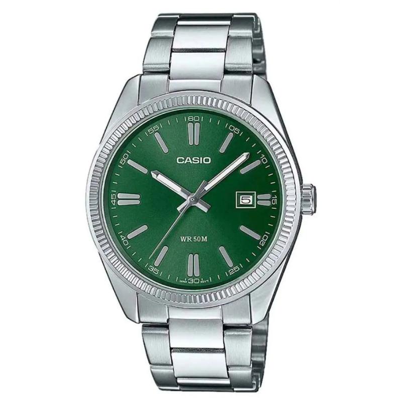 Casio Classic Analogue Watch Green Dial/Stainless Steel Bracelet