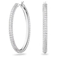 Swarovski Dextera hoop earrings, Pavé, Large, White, Rhodium plated