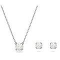 Swarovski Stilla set, Necklace and Earrings Round cut, White, Rhodium plated