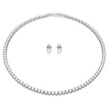 Swarovski Matrix Tennis set, Necklace and Earrings Round cut, White, Rhodium plated