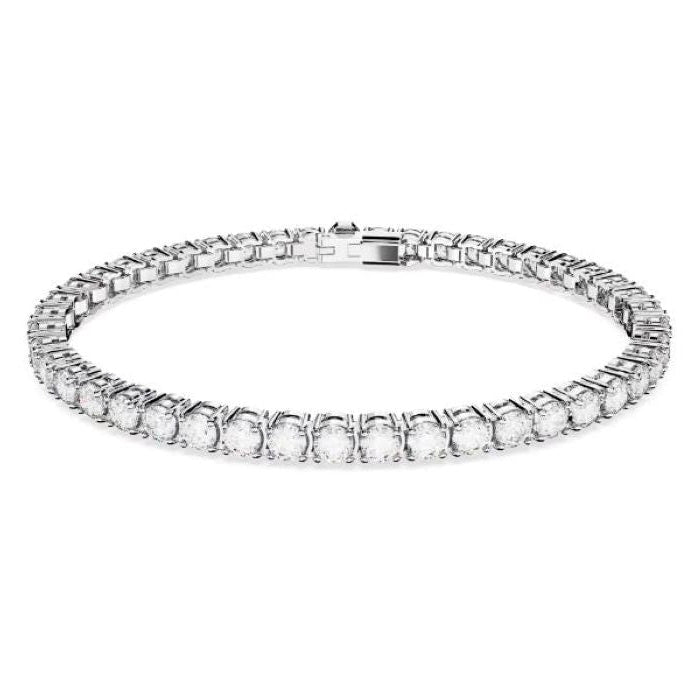 Swarovski Matrix Tennis bracelet, Round cut, White, Rhodium plated