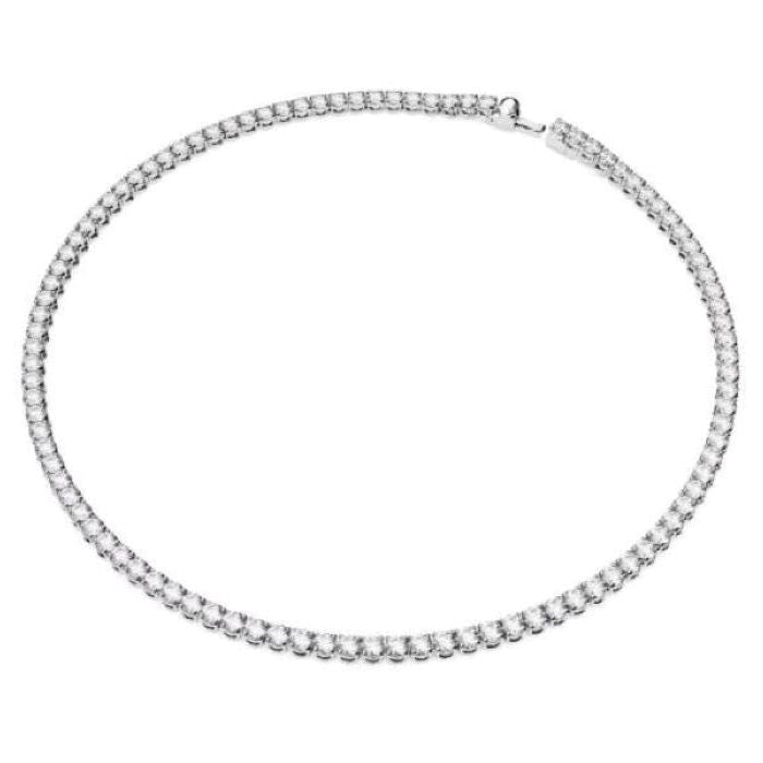 Swarovski Matrix Tennis necklace, Round cut, White, Rhodium plated