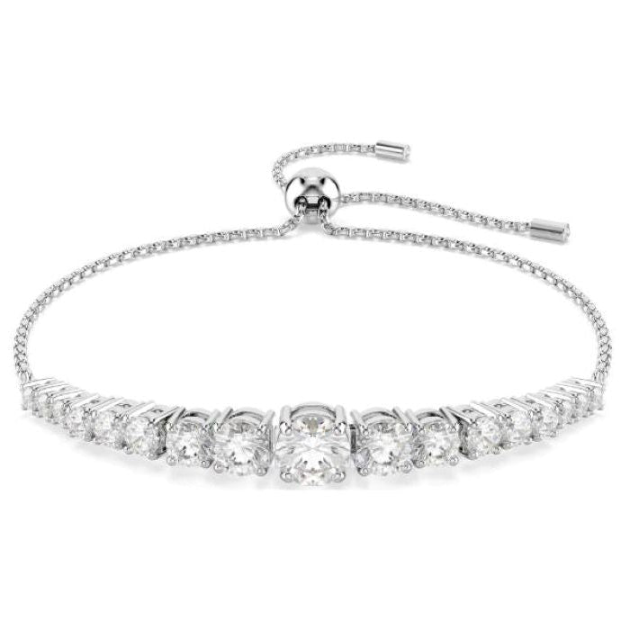 Swarovski Matrix bracelet, Gradient of round cuts, White, Rhodium plated