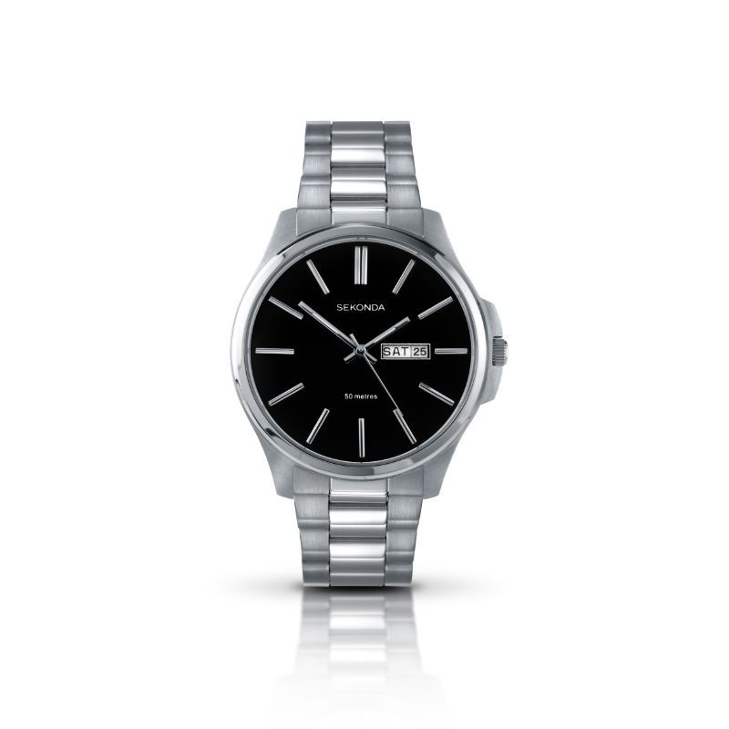 Sekonda Gents Silver & Black Watch