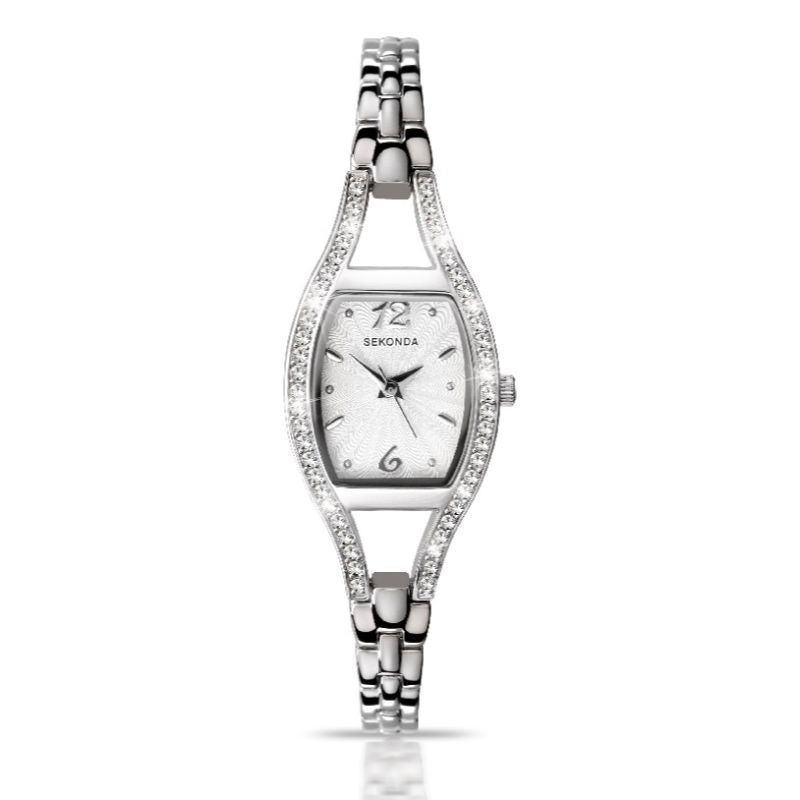 Sekonda Ladies Silver Semi-Bangle White Face Watch