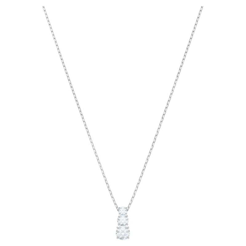 Swarovski Attract Trilogy Round Pendant, White, Rhodium plated
