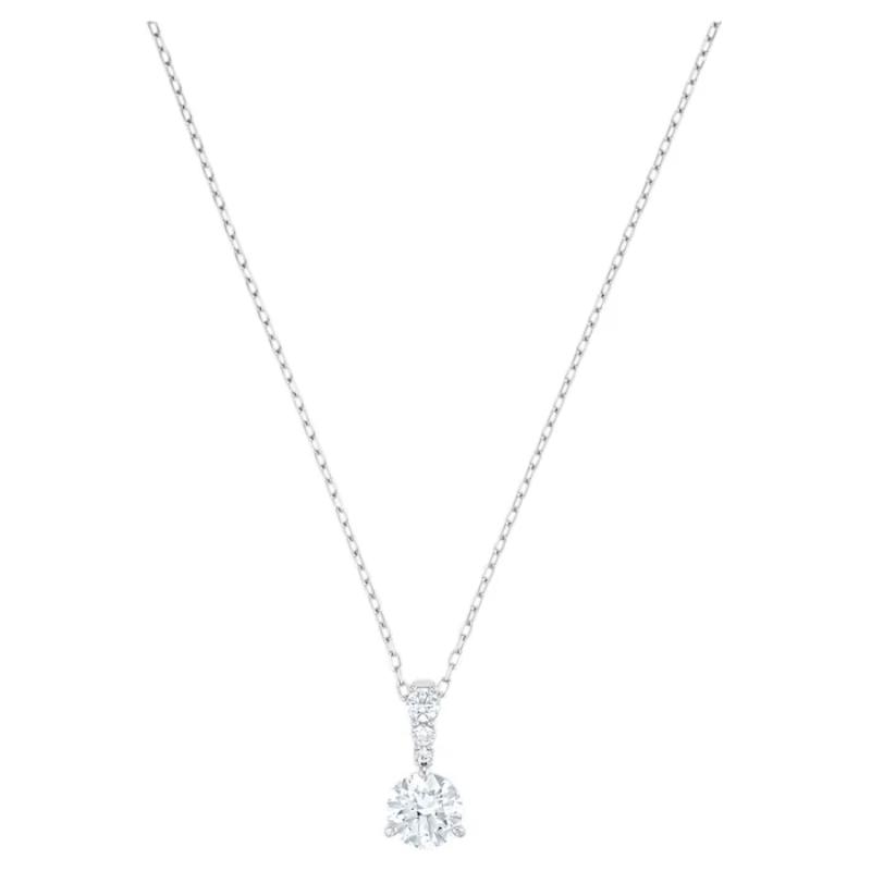Swarovski Solitaire Pendant, White, Rhodium plated