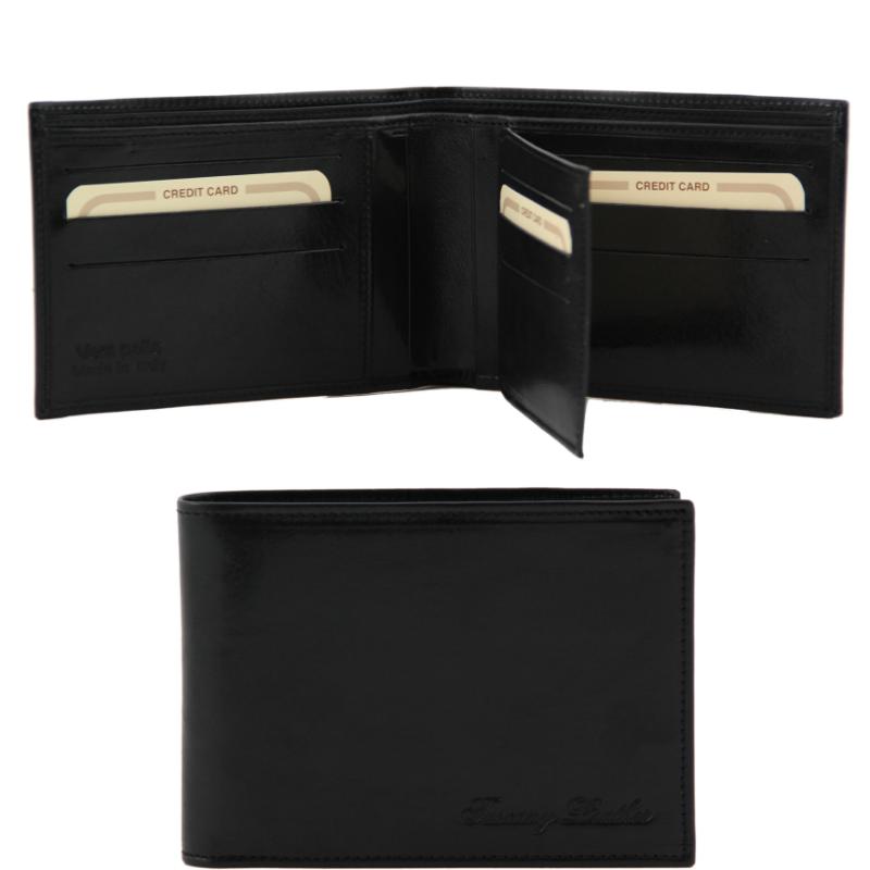 Tuscany Leather 3 Fold Leather Wallet  Black