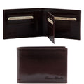 Tuscany Leather 3 Fold Leather Wallet  Dark Brown