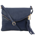 Tuscany Leather Shoulder Bag with Tassel - Dark Blue