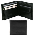 Tuscany Leather 3 Fold Leather Wallet with Coin Pocket Black