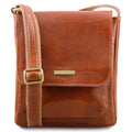 Tuscany Leather Jimmy - Leather crossbody bag for men with front pocket - Honey