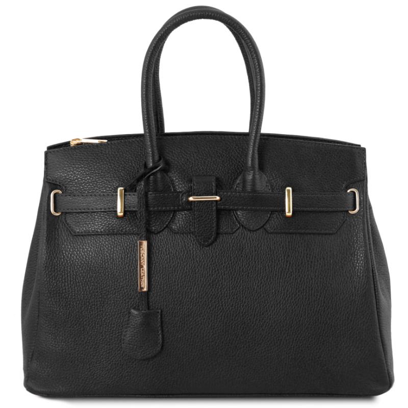 Tuscany Leather Bag with Golden Hardware Black