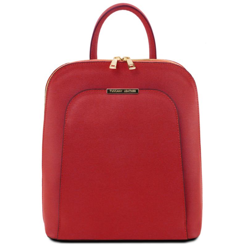 Tuscany Leather TL Bag - Saffiano leather backpack for women - Red