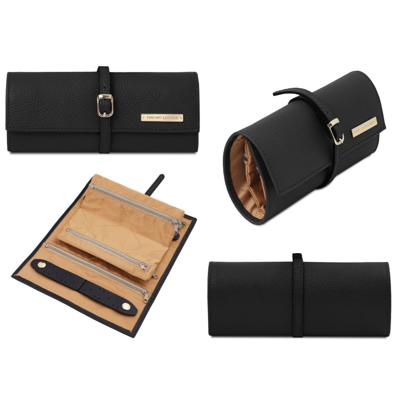 Tuscany Leather Soft Leather Jewellery Case Black
