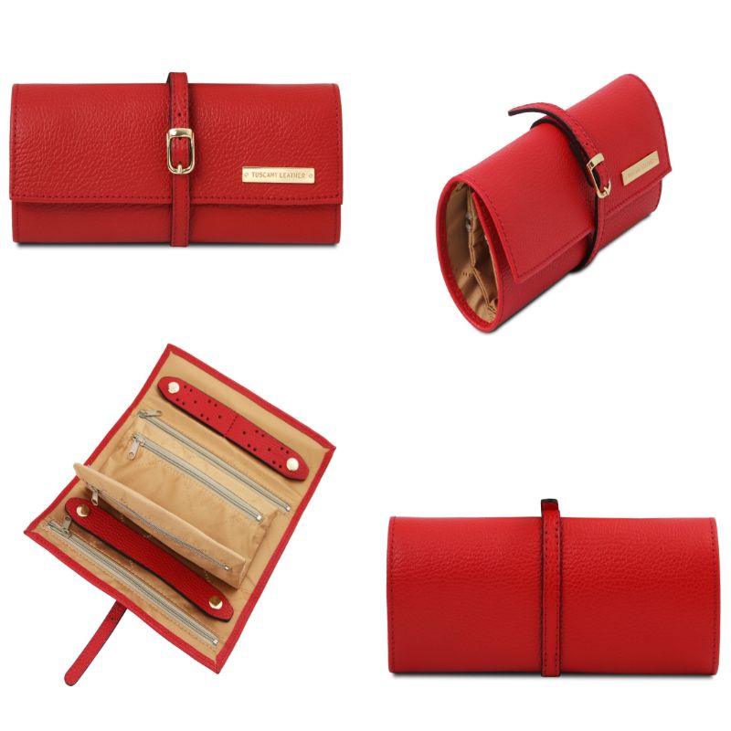 Tuscany Leather Soft Leather Jewellery Case Lipstick Red