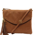 Tuscany Leather Shoulder Bag with Tassel - Cognac