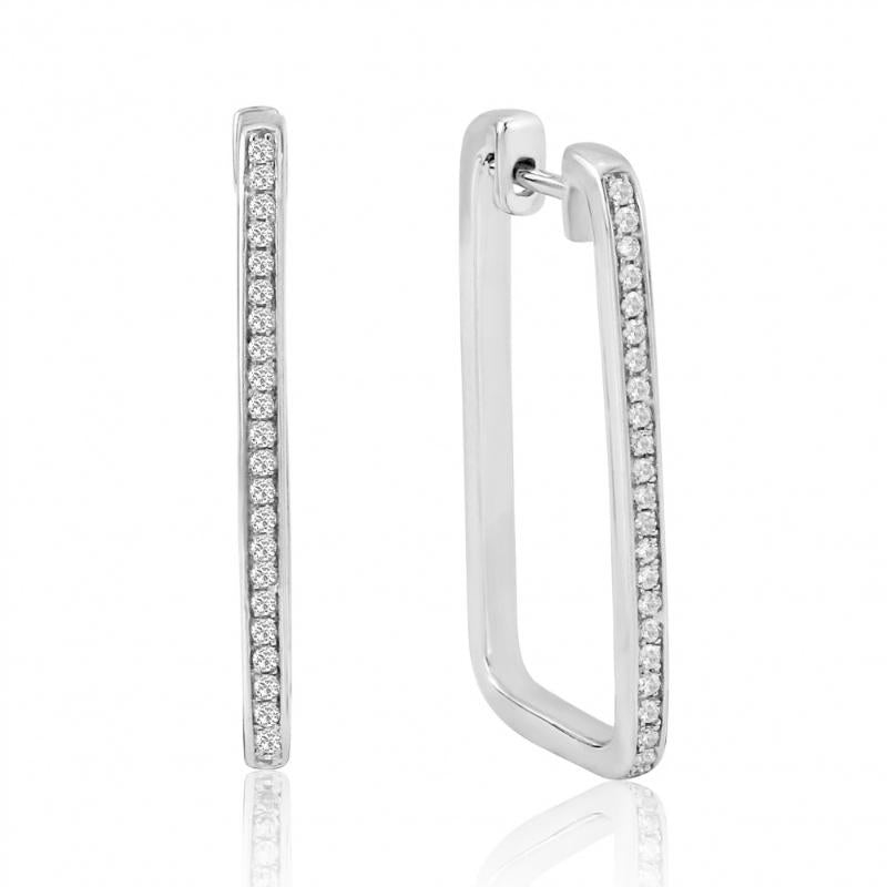 Waterford Crystal Splendour Sterling Silver Rectangle Hoop Earrings