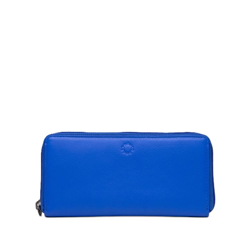Yoshi Baxter Zip Round Leather Purse Blue