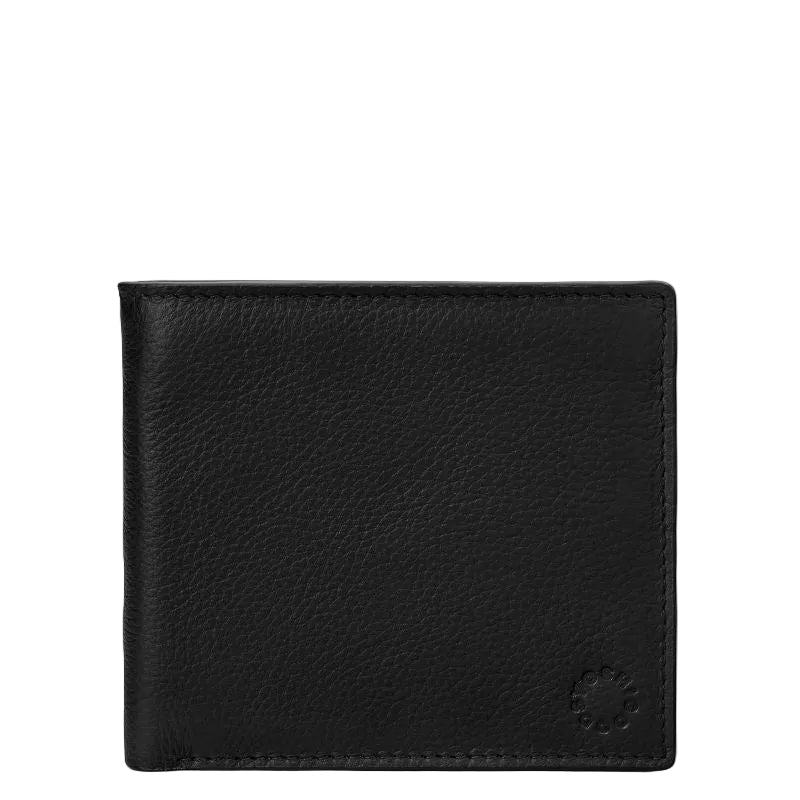 Yoshi Two Fold East West Black Leather Wallet with RFID