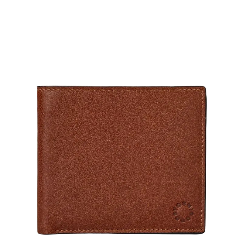 Yoshi Two Fold East West Brown Leather Wallet with RFID