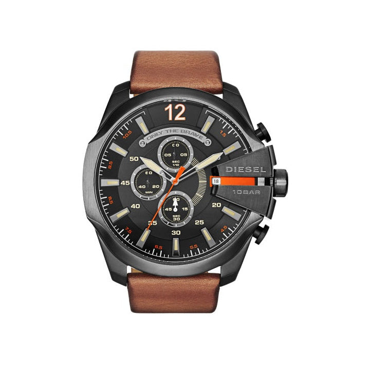 Diesel Brown Leather Mega Chief Watch